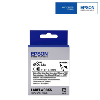 Epson Black on White, Heat Shrink, DIA.3(Item No:EPS LK-4WBA3)