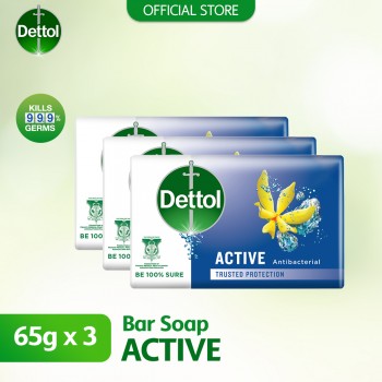 Dettol Active Anti-Bacterial Body Soap 3 x 65g