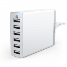 Anker A2123 PowerPort 60W 6-Port USB Desktop Charger - White