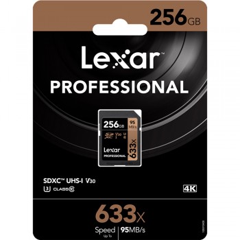 Lexar 633X Professional 256GB V30 U3 SDHCâ„¢/SDXCâ„¢ UHS-I Memory Cards (up to 95MB/s read, Write 45MB/s)