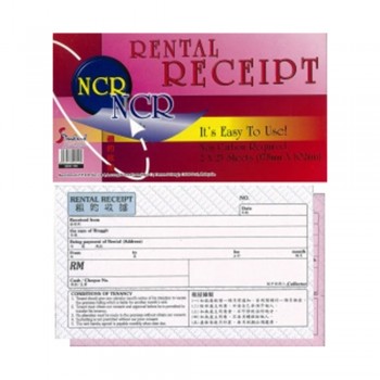 Rental Receipt Book Non Carbon Required (NCR) - 178 x 102mm, 2 x 25s